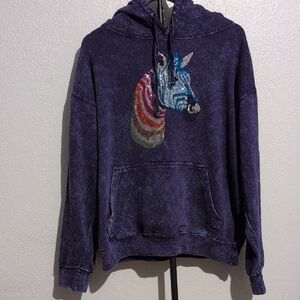 Vibrant Purple Hoodie with Sequin Zebra